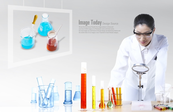 化学实验器具与医生人物PSD分层素材
