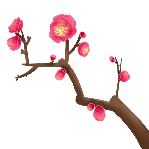 现代中国风手绘红色梅花