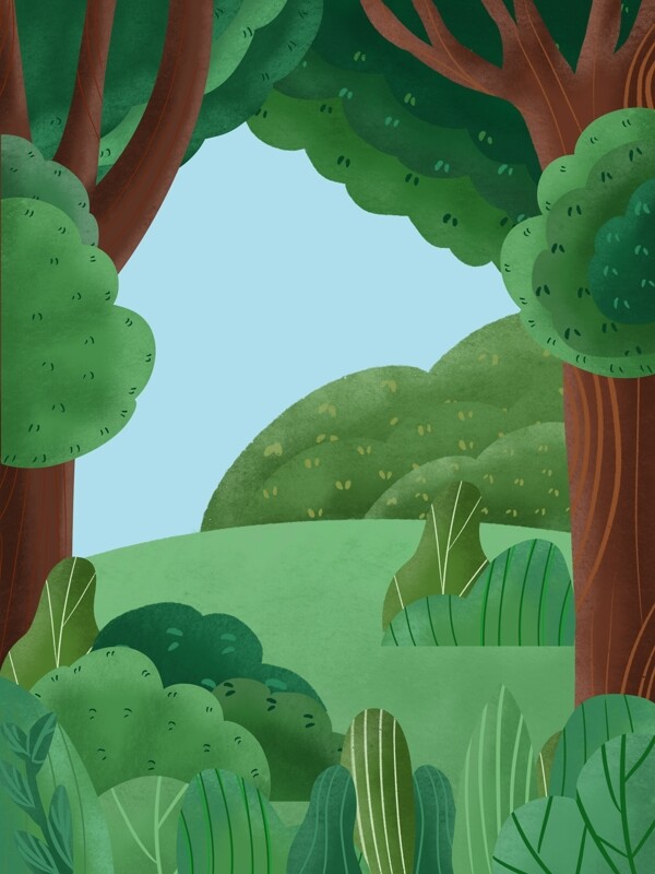 绿色树木海报背景