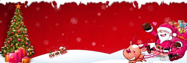 雪花卡通圣诞节banner背景