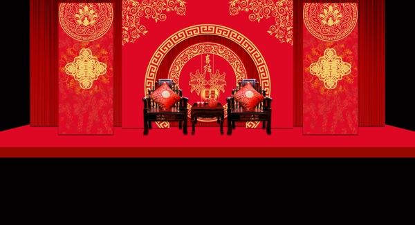 中国风婚礼背景设计图