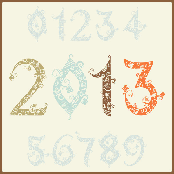 新的一年2013二千和十三套程式化的数字