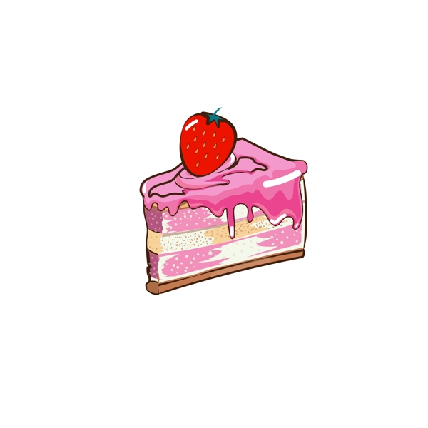 原创手绘卡通草莓小蛋糕