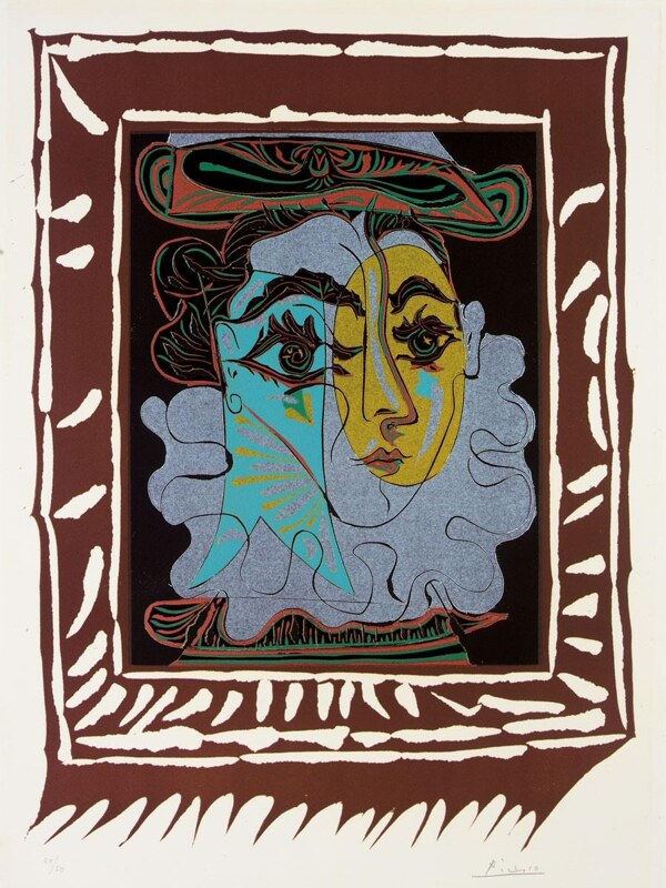 1963Femmeauchapeau西班牙画家巴勃罗毕加索抽象油画人物人体油画装饰画