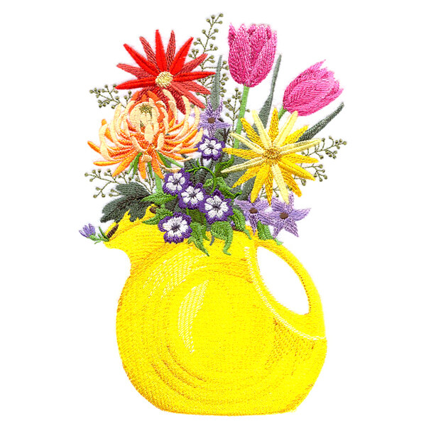 绣花植物花朵生活元素瓶子免费素材