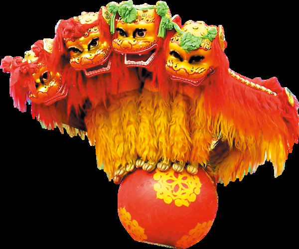 中式传统新年舞狮表演