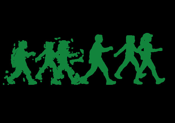 绿色快步行走的人们元素