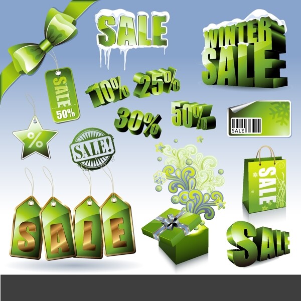 绿色销售打折图标矢量素材