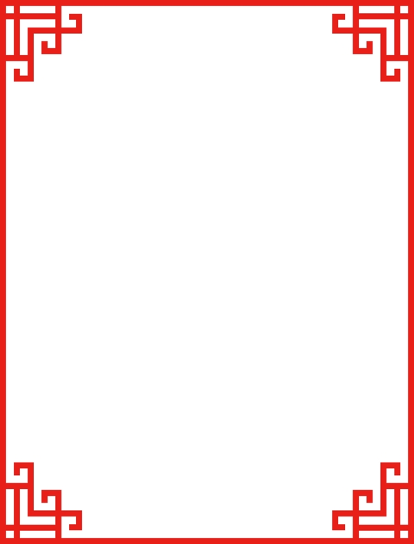 中国风红色窗格长方形矢量海报边框透明png