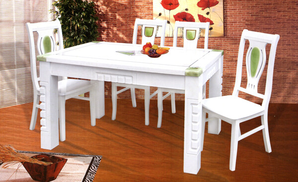 白色大理石餐桌椅图片