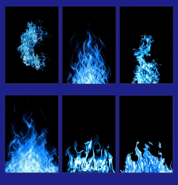 燃烧的蓝色火焰效果设计元素