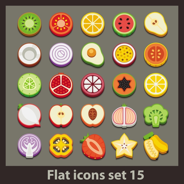 水果扁平化实物图标icon矢量素材