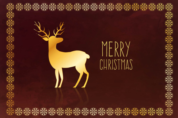 圣诞背景和金色的驯鹿