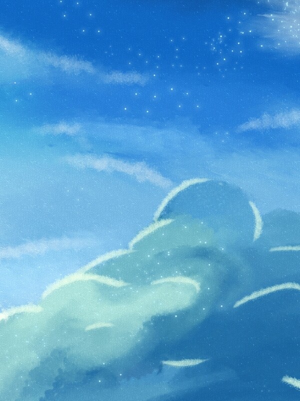 全原创手绘浪漫大气蓝色天空云朵背景