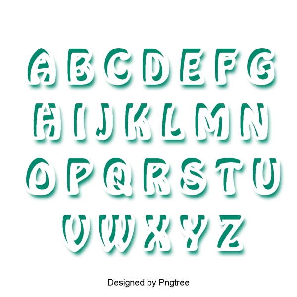 二十四个英文字母设置字体字体字体字体书法海报白色绿色3D可爱效果
