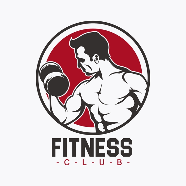 fitness一身肌肉的男人logo模板