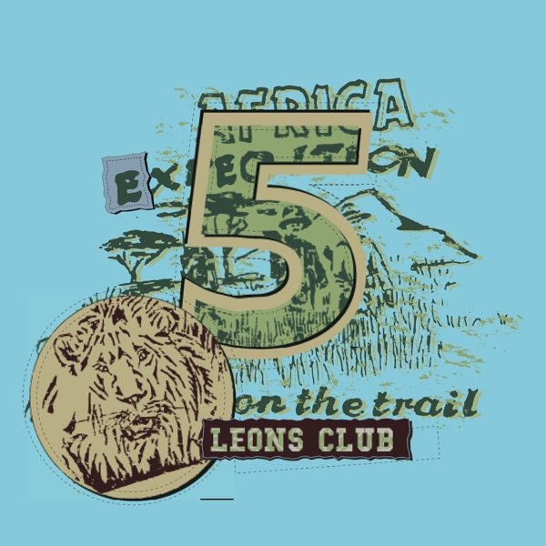 印花矢量图T恤图案图文结合动物狮子免费素材