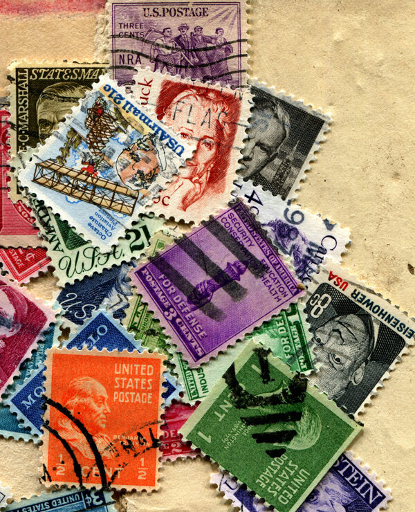 国外复古邮票背景图片