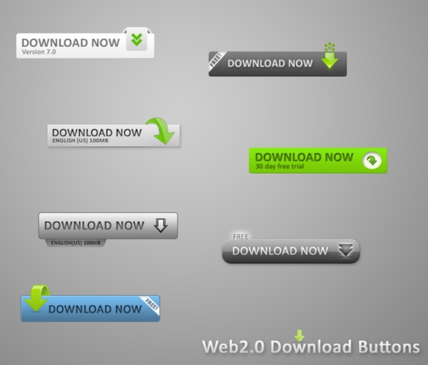 7个经典的Web2用户界面下载按钮设置PSD