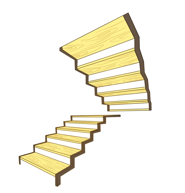 黄色立体楼梯插画