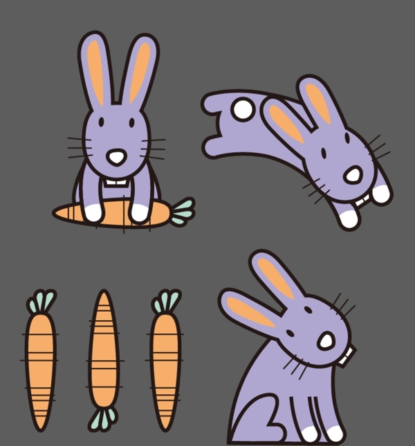 卡通兔子胡萝卜