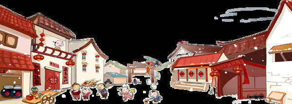 中国风房屋背景透明素材图