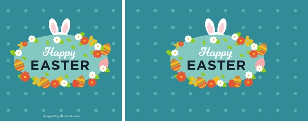 复活节彩蛋和兔子耳朵的背景