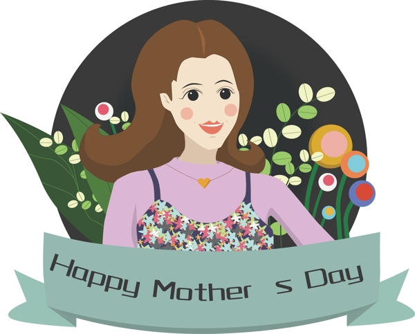 母亲节和蔼母亲形象手绘
