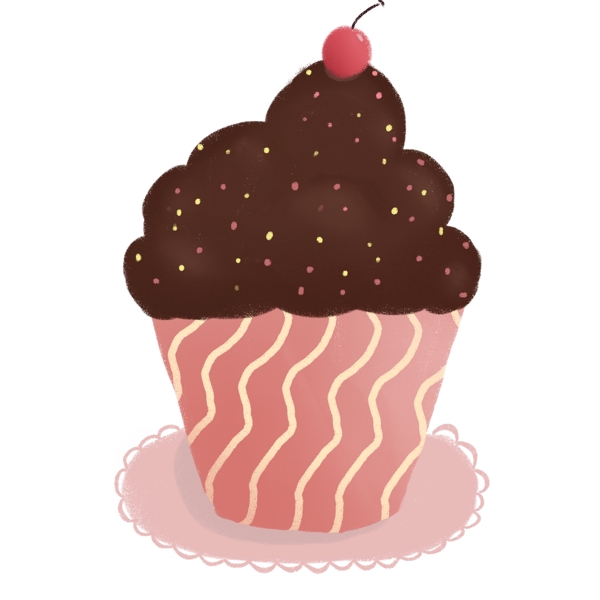 手绘风巧克力蛋糕杯美食食物可商用元素