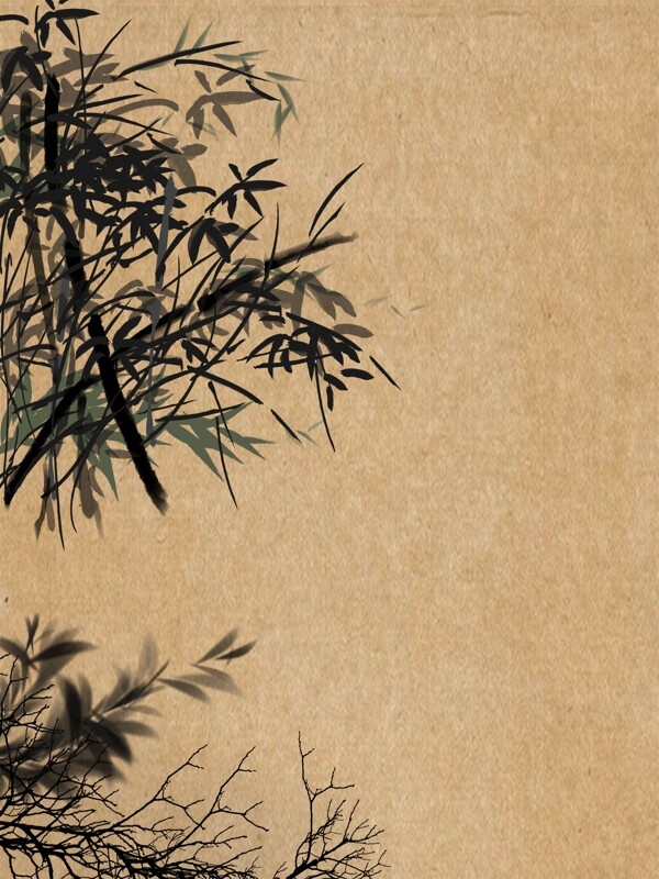 古典风水墨竹子背景图素材