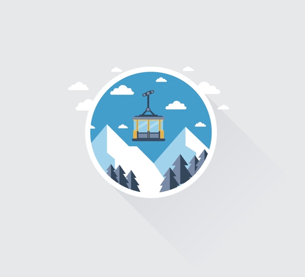 旅游雪山缆车扁平化图标图片