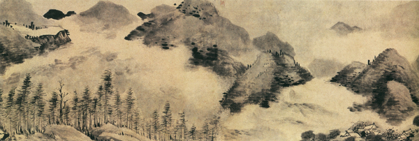 仿米山水图装饰画