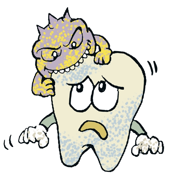 牙齿上的卡通细菌插画