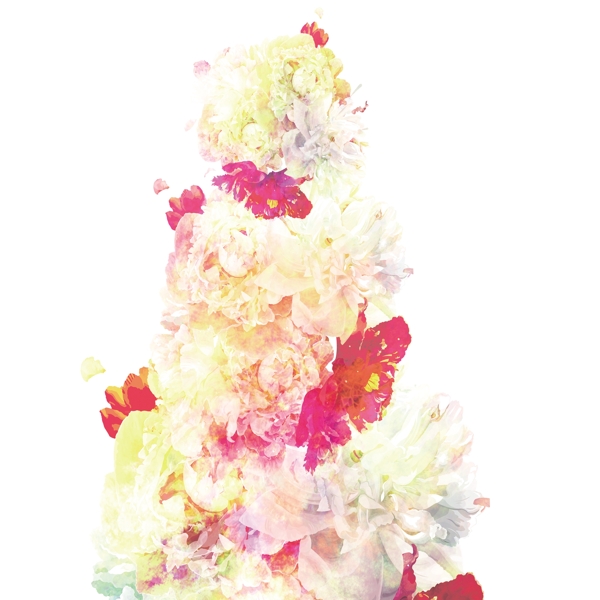 彩绘渲染抽象复制花朵元素