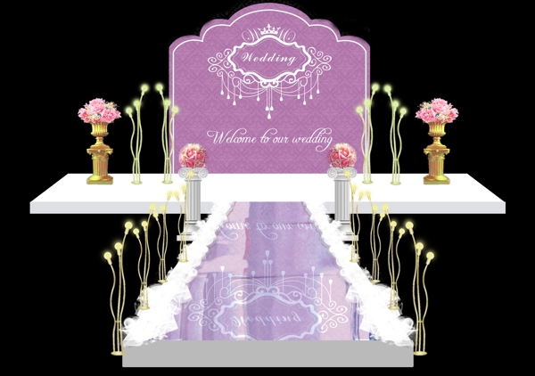紫色婚礼效果图主背景