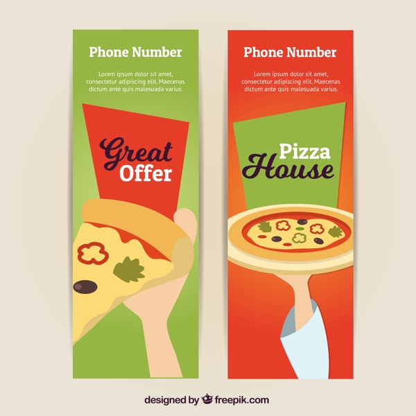 矢量图外卖披萨宣传卡片广告