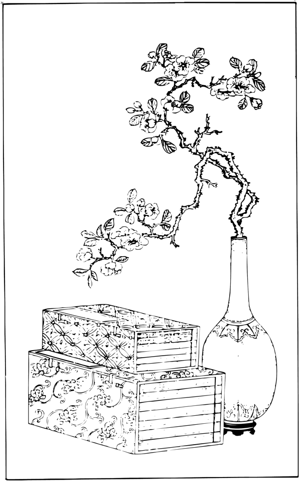 古花瓶古书籍图片