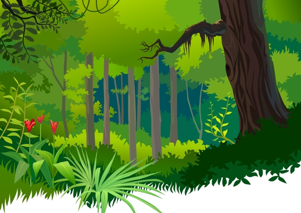 矢量卡通原始森林背景