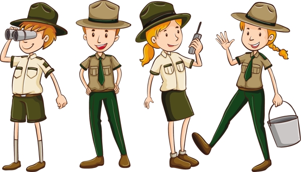 棕色统一制服公园护林员插图