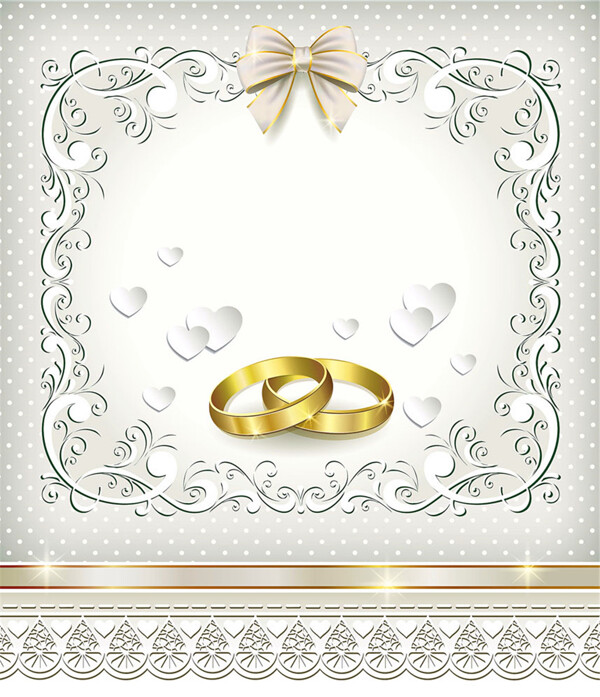 戒指与爱心婚礼花纹图片