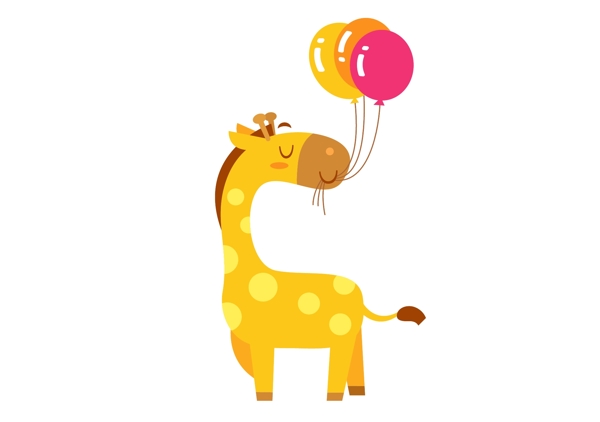 长颈鹿气球儿童插画