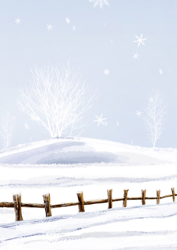 彩绘十二月雪地背景设计