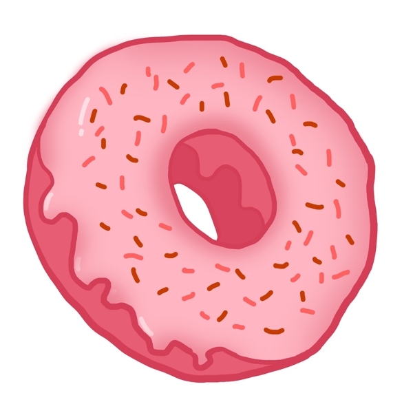 手绘粉红色甜甜圈插画