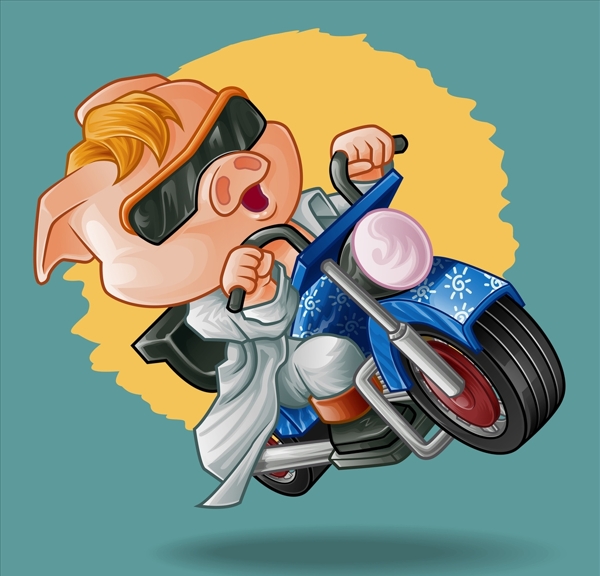 骑摩托的猪