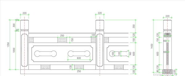 石栏杆CAD设计图