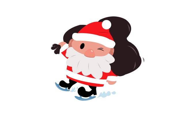 萌萌的小可爱圣诞老人滑冰送礼物小清新
