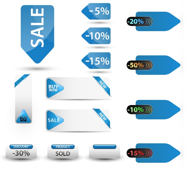 蓝色冬季促销标签矢量素材