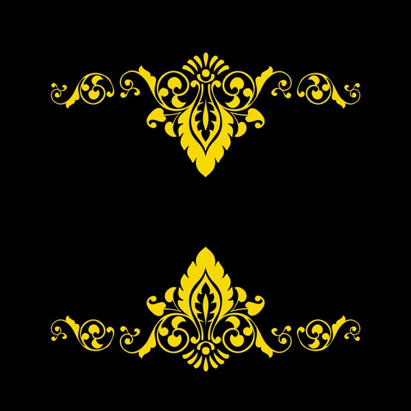 欧式金色边框花纹装饰素材设计