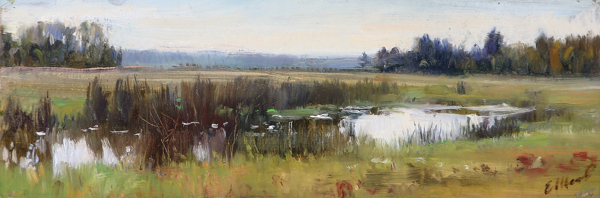湿地风景油画图片