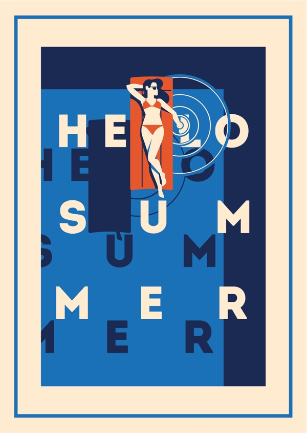 创意人物夏日假期度假矢量海报背景